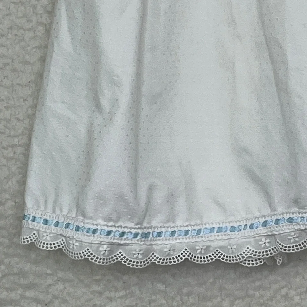 Baby 9 12M White Swiss Dot Smocked Dress Lace Sleeveless Heirloom Occasion